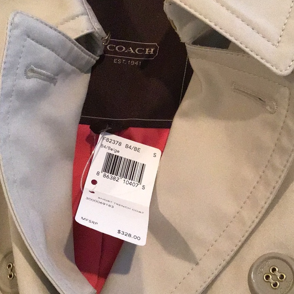 Coach beige short trench coat - Picture 3 of 8